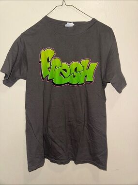 Gray Tee with Neon Green "Fresh" Graffiti Graphic
